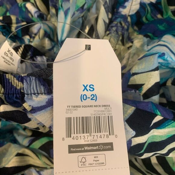 NWT New TIME TRUE Tiered Square Neck Ruffle Sleeve Palm Floral Midi Sundress XS - Picture 5 of 5